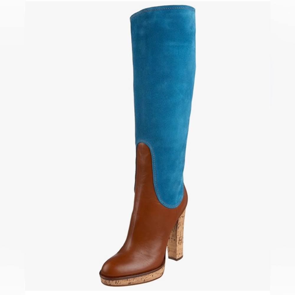 Casadei Blue and Brown Heeled Boots